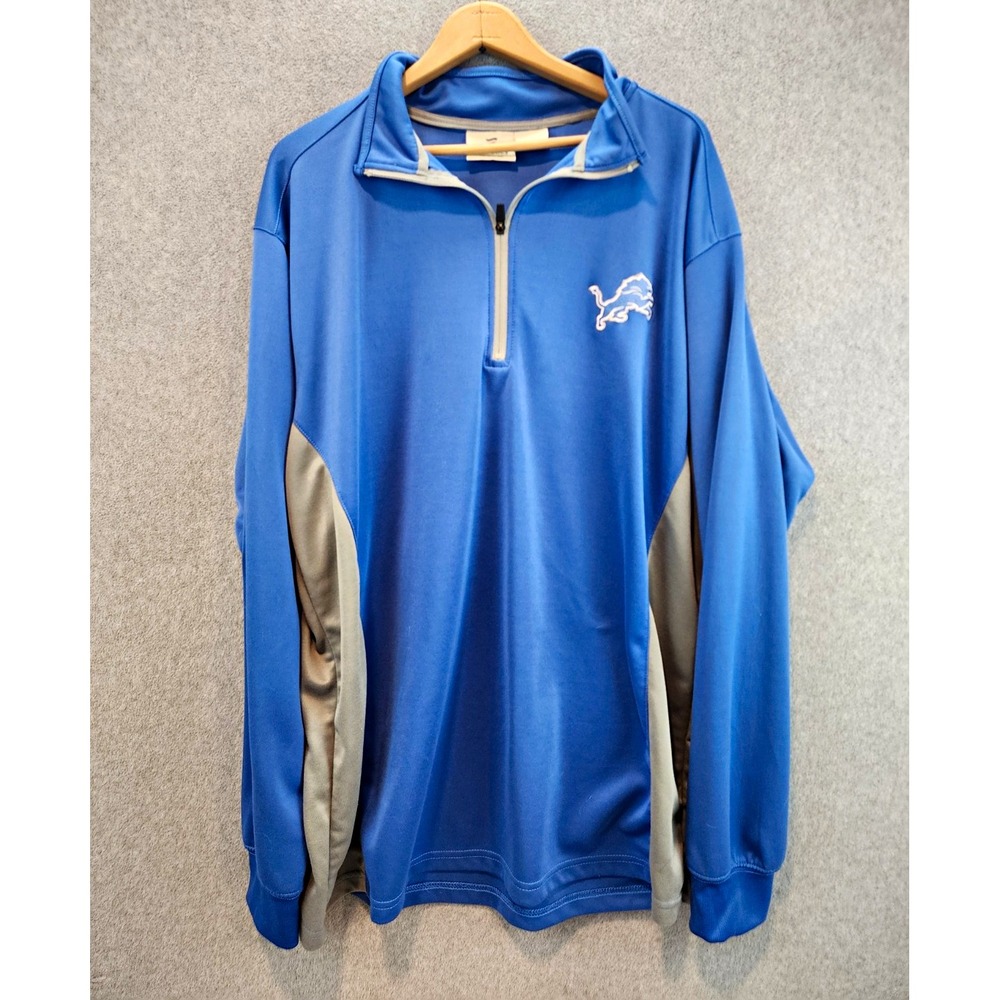 Fanatics Detroit Lions NFL 1/4 Zip Pullover Jacket Blue/Gray Men's 2XL